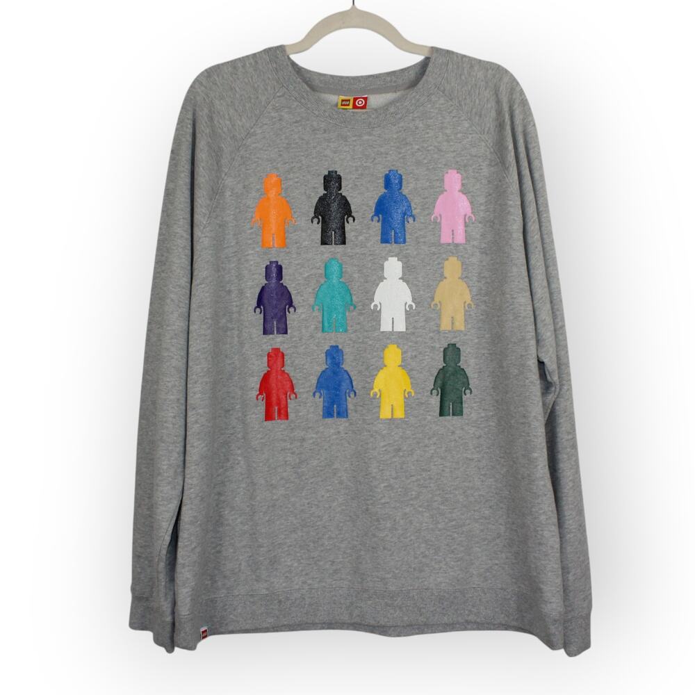 NEW Adult Large Target x LEGO Minifigure Sweatshirt Heather Grey Multi